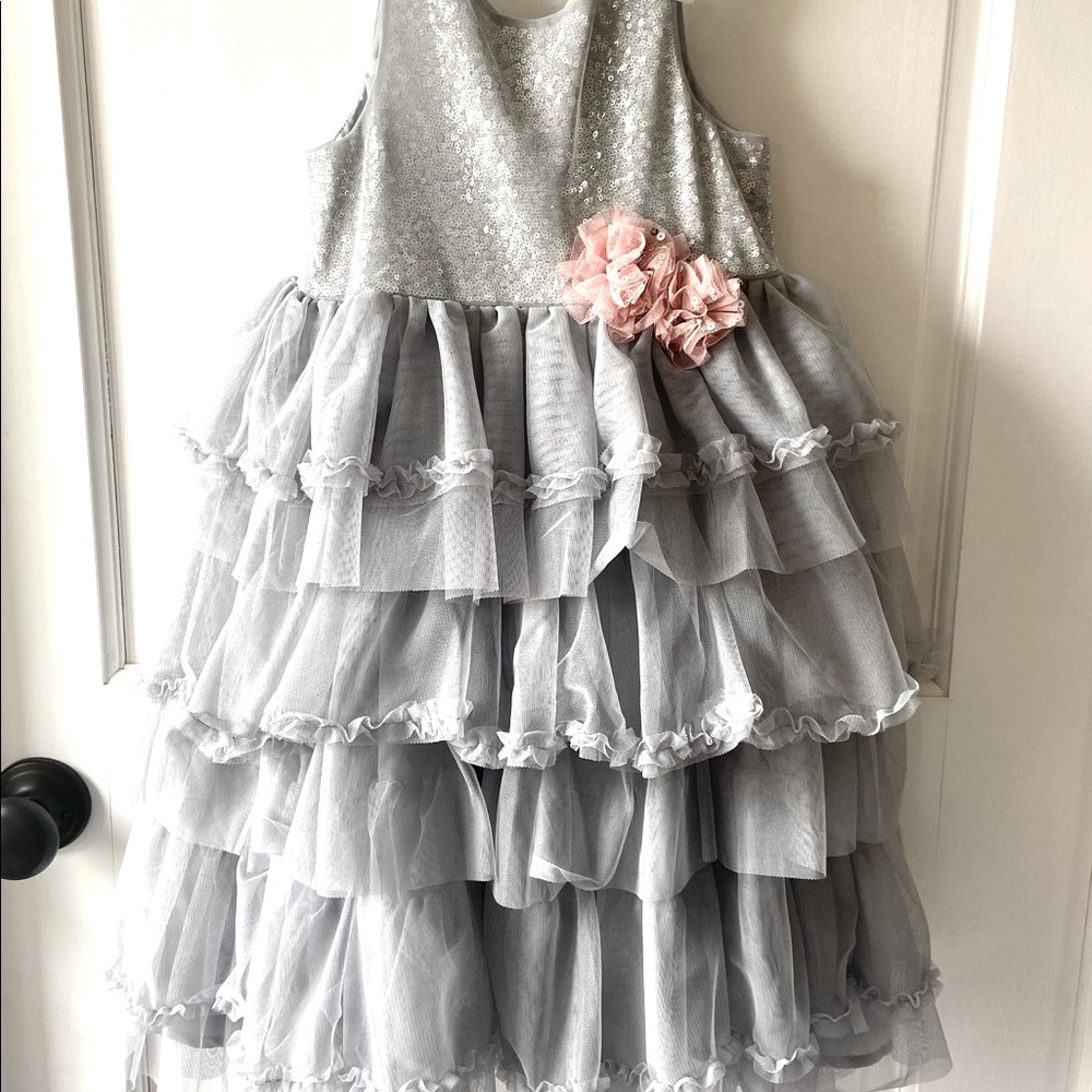 Gray ruffled party dress